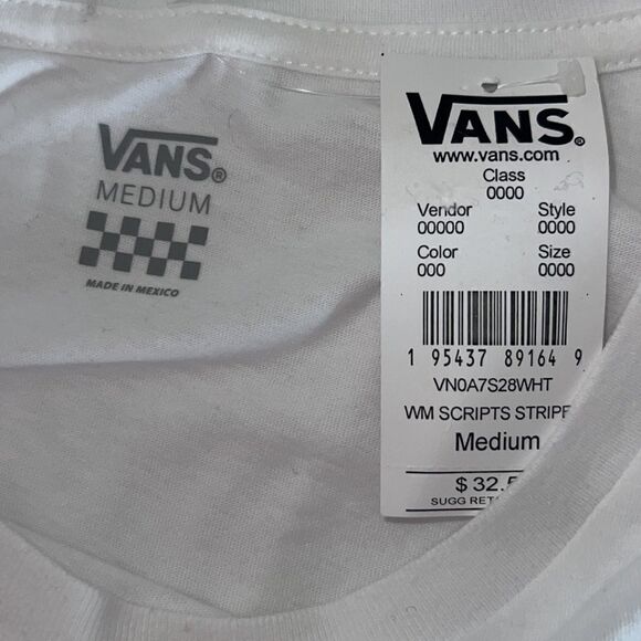 VANS Scripts Stripe Crop T Shirt NWT - Picture 6 of 8